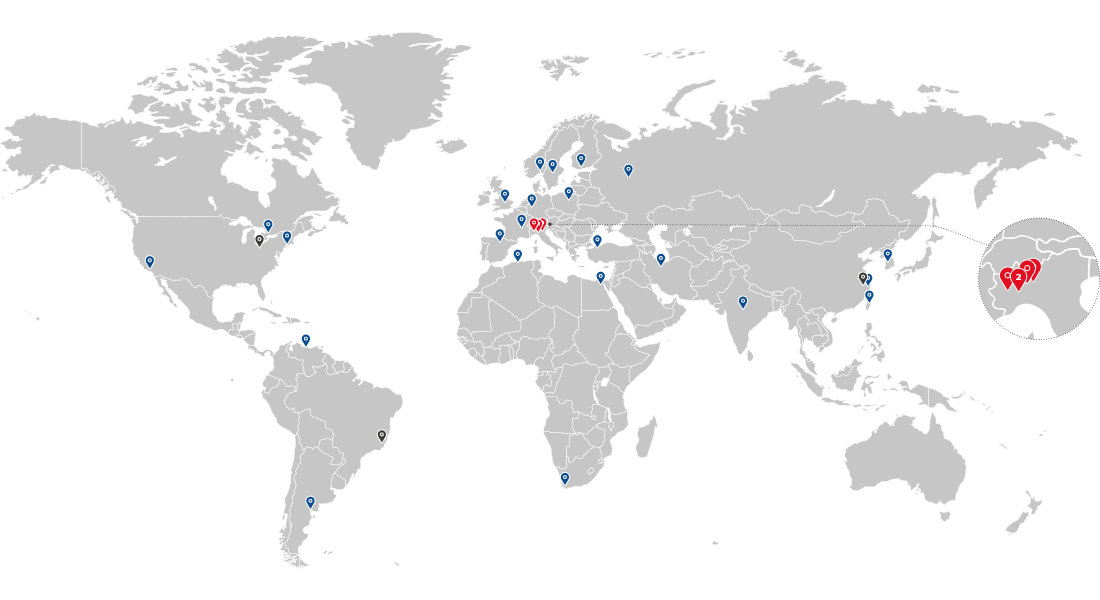 Distribuzione, Sacma, mercato internazionale, filiali